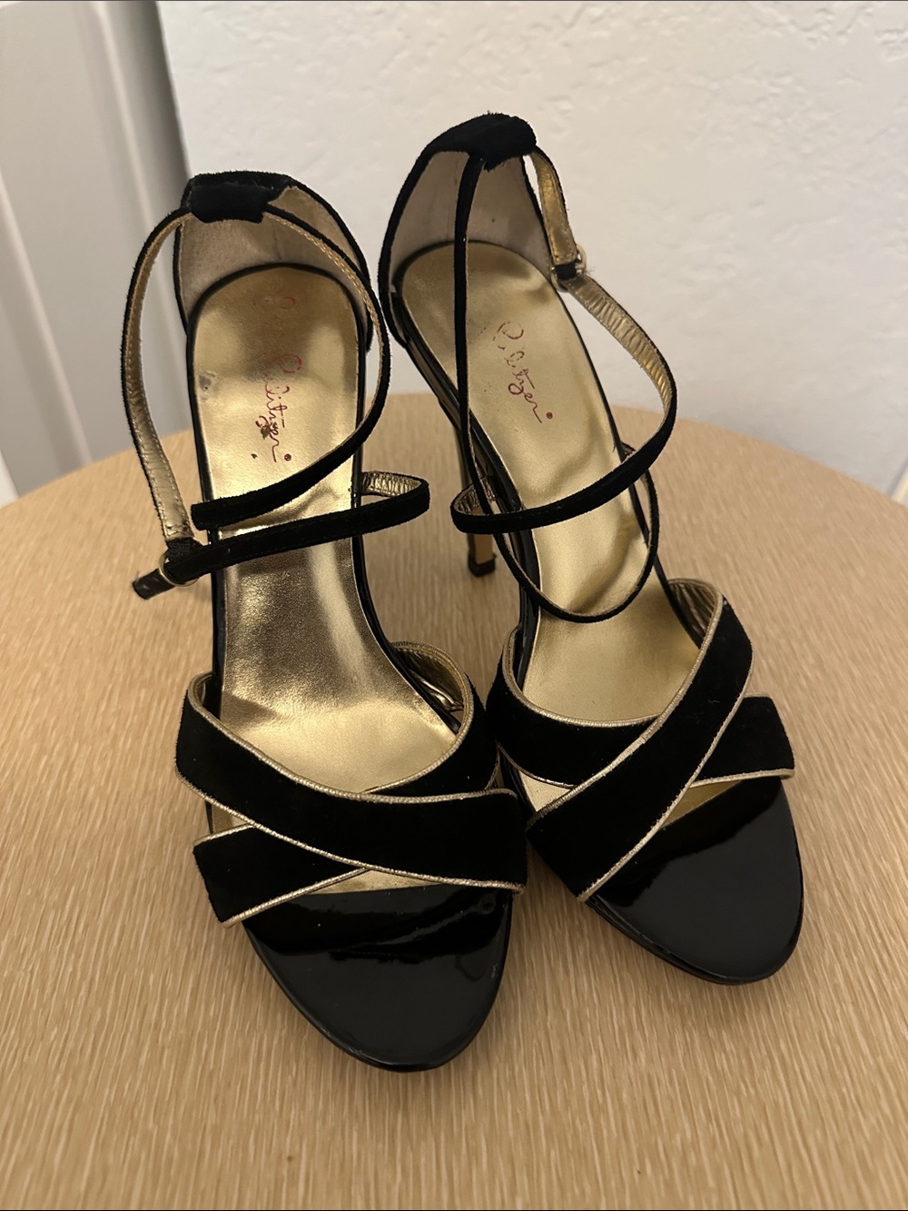 Lilly Pulitzer Bella Strappy Sandals Black Heels Size 8